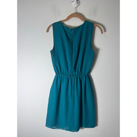 Shumaq Green Sleeveless Ruffled Knee Length Dress Sz S - Picture 2 of 2